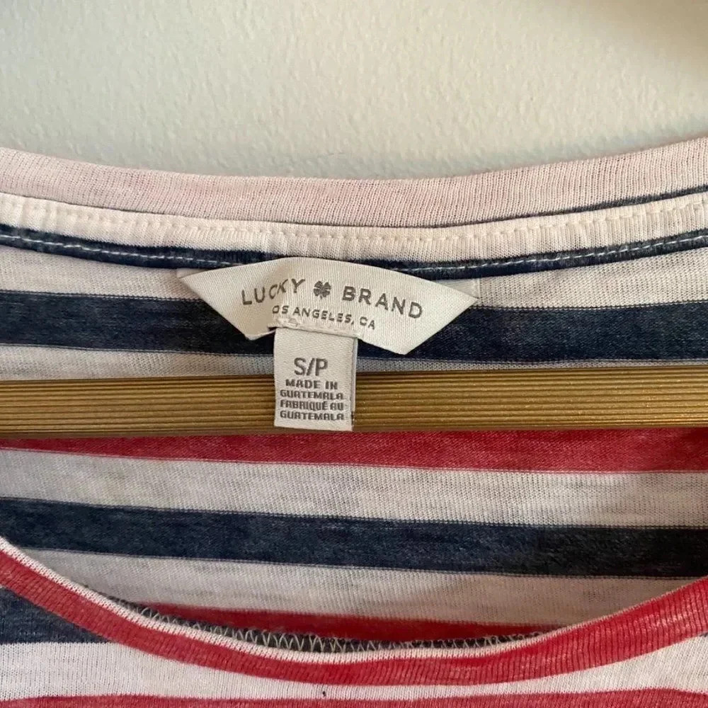 Lucky Brand Red White and Blue Front Knot Top - Picture 4 of 9